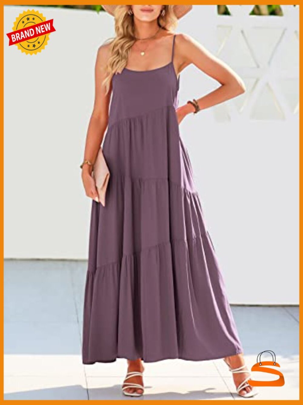 Women's Casual Loose Sleeveless Sundress Spaghetti Strap Flowy Maxi Dress - Picture 2 of 7